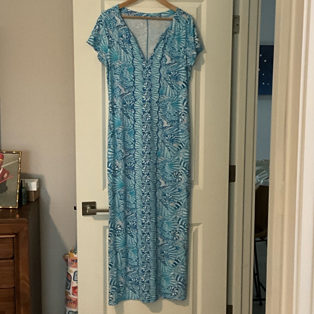 Lilly Pulitzer Blue and White Maxi Dress
